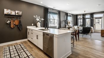 Equipped Kitchen In Clubhouse at Upper Vue Flats, Dublin, OH, Ohio